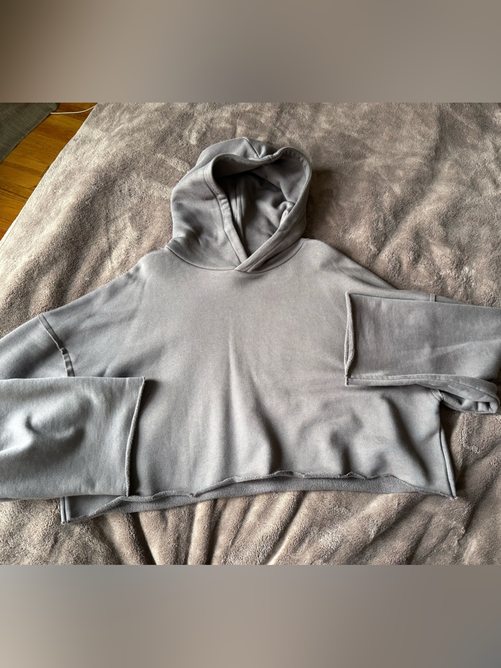 Zara Cropped Hooded Pullover Top - Charcoal - Picture 3 of 4